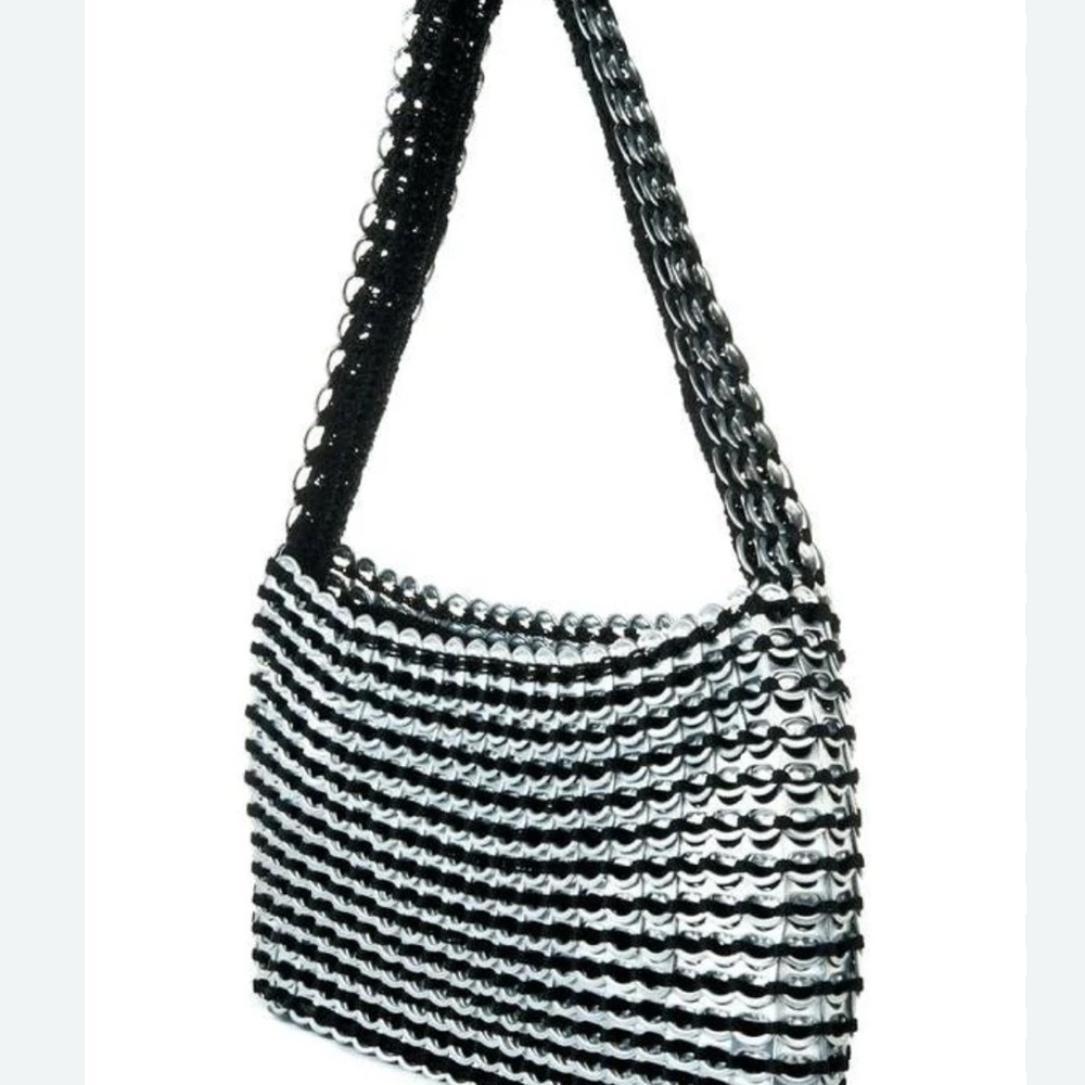 ESCAMA Studio Original Soda Can Pop-Top Woven Purse SOCORRO Black & Silver